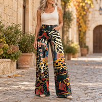 Αργυρώ | Φαρδύ παντελόνι boho σε στυλ πάτσγουορκ με ζέβρα και λεοπάρ